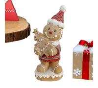 Djowyh Statues de Noël pour l'intérieur - Petite décoration de Noël, figurine en pain d'épice Sculpture en résine pour bureau, table de dessert, coiffeuse, vitrine