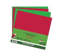DJP Lot de 20 feuilles de papier cartonné vierge de Noël rouge et vert - 240 g/m² - 10 feuilles de chaque couleur - 30,5 x 30,5 cm