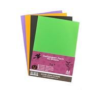 DJP Lot de 40 feuilles de papier cartonné coloré pour Halloween 160 g/m² Orange flamme, noir, vert billard et lilas intense 10 feuilles de chaque couleur