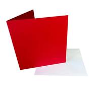 DJP Lot de 50 cartes de Noël vierges carrées plissées et enveloppes blanches Rouge 12,7 x 12,7 cm