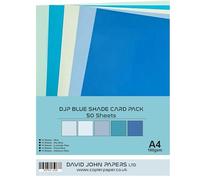 DJP Lot de 50 feuilles de papier cartonné bleu 160 g/m² - 5 couleurs, 50 feuilles - 10 de chaque couleur