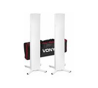 Vonyx DJP165 - Pack 2 Totems DJ Pliables avec Housses Lycra Blanches & Sac de Transport - Support Lumière & Enceinte Pro 30 kg