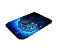 DJROW Tapis en fausse fourrure pour canapé, sol, équilibre cœur et cerveau sur symbole Yin Yang - Petit tapis à poils longs pour chambre à coucher - Ne perd pas ses poils
