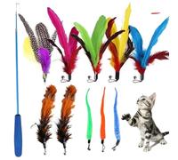 DJSKLDF Canne a Peche Chat 11pcs Replacement Cat Feather Toy Set Head Retractable Stick Products