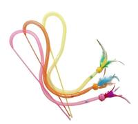 DJSKLDF Canne a Peche Chat 3pcs Mix Feather Teasing Cat Stick Elastic Mesh Tube Toy Rod Kitten Interactive Toys Pet Wand