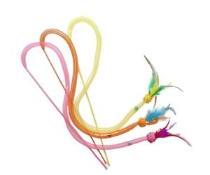DJSKLDF Canne a Peche Chat 3pcs Mix Feather Teasing Cat Stick Elastic Mesh Tube Toy Rod Kitten Interactive Toys Pet Wand