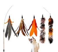 DJSKLDF Canne a Peche Chat 6 PCS Cat Toy Feather Replacement Wand Refills Natural Bird Feathers Refill, for Indoor Cats