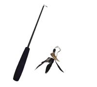 DJSKLDF Canne a Peche Chat Cat Teaser Wands Three-Section Telescopic Fishing Pole Wand Kitten Funny Catcher Stick Rod Interactive Toys(Black)