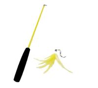 DJSKLDF Canne a Peche Chat Cat Teaser Wands Three-Section Telescopic Fishing Pole Wand Kitten Funny Catcher Stick Rod Interactive Toys(Yellow)