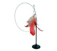 DJSKLDF Canne a Peche Chat Cat Toy Funny Toys Interactive Self Hi Feather for Cats Tease Bite Resistant with Sucker Stick Pet Supplies(Red)