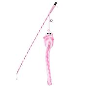 DJSKLDF Canne a Peche Chat Cat Toys Funny Stick Bouncy Rod Bell Bait Toy Plush Longtail Mouse Stripe Pet Supplies Accessories(Pink)