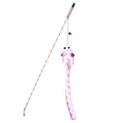 DJSKLDF Canne a Peche Chat Cat Toys Funny Stick Bouncy Rod Bell Bait Toy Plush Longtail Mouse Stripe Pet Supplies Accessories(Purple)
