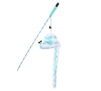 DJSKLDF Canne a Peche Chat Cat Toys Funny Stick Bouncy Rod Bell Bait Toy Plush Longtail Mouse Stripe Pet Supplies Accessories(Blue)