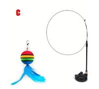 DJSKLDF Canne a Peche Chat Cat Toys Interactive Funny Feather Wand Suction Cup Ball Feathers Replacements with Bells for Indoor Cats Kitten Exercise(Color3)