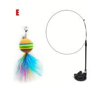 DJSKLDF Canne a Peche Chat Cat Toys Interactive Funny Feather Wand Suction Cup Ball Feathers Replacements with Bells for Indoor Cats Kitten Exercise(Color5)