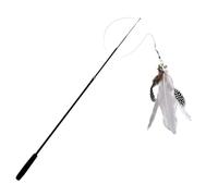DJSKLDF Canne a Peche Chat Four Section Telescopic Cat Stick 1.8m Super Long Fishing Rod Scratch Resistant Feather Toy Pet Supplies(White)