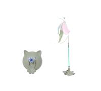 DJSKLDF Canne a Peche Chat Funny Cat Toys Interactive Detachable Teaser Wand with Sucker Base Fluffy Feather Kitten Play Toy for Supplies(Green)