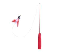 DJSKLDF Canne a Peche Chat Interactive Cat Feather Toy Teaser Stick Wand Pet Retractable Bell Refill Replacement Catcher Product for Kitten(Red)