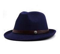 DJSKLDF Chapeau Haut de Forme Chapeau haut-de-forme simple for hommes, chapeau de Jazz en feutre élégant for hiver et automne(Dark Blue)