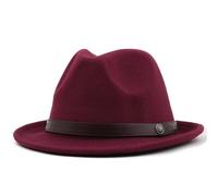 DJSKLDF Chapeau Haut de Forme Chapeau haut-de-forme simple for hommes, chapeau de Jazz en feutre élégant for hiver et automne(Wine Red)