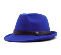 DJSKLDF Chapeau Haut de Forme Chapeau haut-de-forme simple for hommes, chapeau de Jazz en feutre élégant for hiver et automne(Blue)