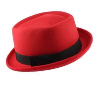 DJSKLDF Chapeau Haut de Forme Chapeaux de tarte au porc for hommes et femmes, bandeau avec nœud papillon, chapeau soleil Fedora, casquettes Trilby, Jazz, fête, voyage en plein air(Red)