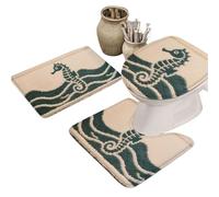 DJSKLDF Ensemble de Tapis de Bain Lot de 3 Tapis Toilette en Forme Coquillage, antidérapants et absorbants, avec Couvercle Porte WC U revêtement Sol Moquette absorbante for Salle Bain Douche(Color3)