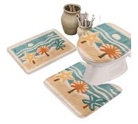 DJSKLDF Ensemble de Tapis de Bain Lot de 3 Tapis Toilette en Forme Coquillage, antidérapants et absorbants, avec Couvercle Porte WC U revêtement Sol Moquette absorbante for Salle Bain Douche(Color4)