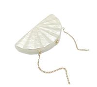 DJSKLDF Femmes Shell Embrayage Pochette de soirée en forme d'éventail for femme, sac à bandoulière avec chaîne tendance, main luxe for fête mariage pour Vacances Quotidiennes(White)