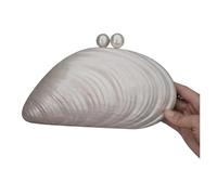 DJSKLDF Femmes Shell Embrayage Sac à main de mariage printemps-été Bridget Pearl Shell for femme(White)
