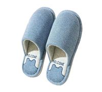 DJSKLDF Mens Slippers Pantoufles d'automne et d'hiver for hommes, chaussures de maison en coton à rayures, souples d'intérieur for, pantoufles simples antidérapantes(Blue,38-39)