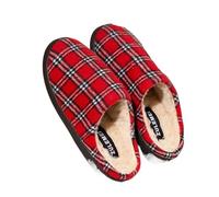 DJSKLDF Mens Slippers Pantoufles d'hiver chaudes et antidérapantes for homme, chaussures de couple en coton à rayures, d'intérieur douces for chambre coucher(Red,36-37)