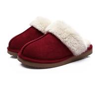 DJSKLDF Mens Slippers Pantoufles D'hiver En Peluche For Hommes, Moelleuses Et Douces For, À La Mode For, Chaussures Plates D'intérieur Chaudes Fourrure(Wine Red,42-43)