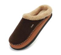 DJSKLDF Mens Slippers Pantoufles For Hommes, Chaussures D'hiver Chaudes En Peluche, Semelles Épaisses, Imperméables Cuir, Daim Et Coton For(Brown 2,47-48)