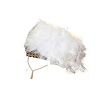 DJSKLDF Sac à Plume Sac à main en plumes d'autruche for femme, pochette de soirée avec chaîne perles, sac bandoulière pour fête(White B)