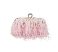 DJSKLDF Sac à Plume Sac à main en plumes de perles for femmes, sacs soirée, pochette, pochettes dîner, sac messager for dames pour fête(Pink)