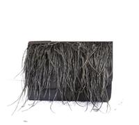 DJSKLDF Sac à Plume Sac de dîner en plumes d'autruche, pochette, sac messager élégant for les dîners pour fête(Black)