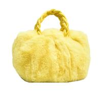 DJSKLDF Sac Fourre-tout Moelleux Femmes élégant sacs à bandoulière moelleux en peluche nuage sac main tissé poignée femme épaule marque filles petit fourre-tout(Yellow)