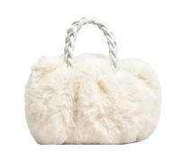 DJSKLDF Sac Fourre-tout Moelleux Femmes élégant sacs à bandoulière moelleux en peluche nuage sac main tissé poignée femme épaule marque filles petit fourre-tout(Beige)