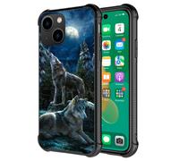 DJSOK Compatible avec la coque pour iPhone 14 Pro Wolf Moon Night iPhone 14 Pro Coques pour hommes gar ons filles Double couche antichoc robuste