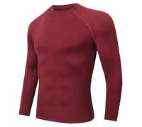 Djtnzdm Hauts Thermiques Homme Compression Homme Manches Longues Respirant sous Vêtements Hiver Homme Polaire Tee Shirt Thermolactyl Sport Gym Ski Vêtement Chaud(Rouge Vin-XXXL)
