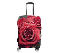 DJUETRUI Belle housse de bagage élastique rose rouge anti-rayures, protection de valise, lavable et résistante à la poussière, convient aux bagages de 45,7 à 81,3 cm, Belle rose rouge, M