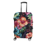 DJUETRUI Belle housse de bagage en forme de fleur d'hibiscus - Housse de protection élastique et lavable pour bagages de 48,3 à 81,3 cm, Style :, M