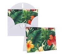 DJUETRUI Cartes de vœux avec enveloppes 10,2 x 15,2 cm - Impression Hojas tropicales y flores - Cartes vierges pour toutes les occasions : anniversaire, remerciement, mariage, fêtes de fin d'année,