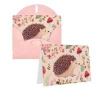 DJUETRUI Cartes de vœux avec enveloppes vierges à moitié pliées, carte de remerciement, joli hérisson, cartes de vœux de Saint-Valentin, cartes de remise de diplôme, invitations de mariage, 10,2 x
