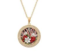 DJUETRUI Collier avec pendentif en forme de bouquet de Noël et de bonbons pour femme, collier commémoratif en diamant, accessoire de mode, anniversaire de mariage, anniversaire, cadeau de Noël pour