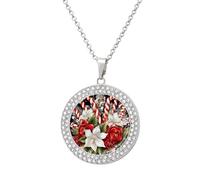 DJUETRUI Collier avec pendentif en forme de bouquet de Noël et de bonbons pour femme, collier commémoratif en diamant, accessoire de mode, anniversaire de mariage, anniversaire, cadeau de Noël pour