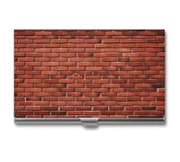 DJUETRUI Étui pour cartes de visite en acier inoxydable avec motif mur de briques rouges - Organiseur de cartes de visite de grande capacité - Porte-cartes en métal durable pour le bureau et un usage