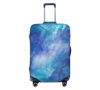 DJUETRUI Housse de bagage à fond bleu élastique anti-rayures pour valises de voyage lavable et anti-poussière pour bagages de 45,7 à 81,3 cm, Noir , L