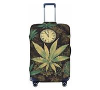 DJUETRUI Housse de bagage A Puff in Time Weed Marijuana élastique anti-rayures pour valise de voyage lavable anti-poussière pour bagages de 45,7 à 81,3 cm, Noir , M